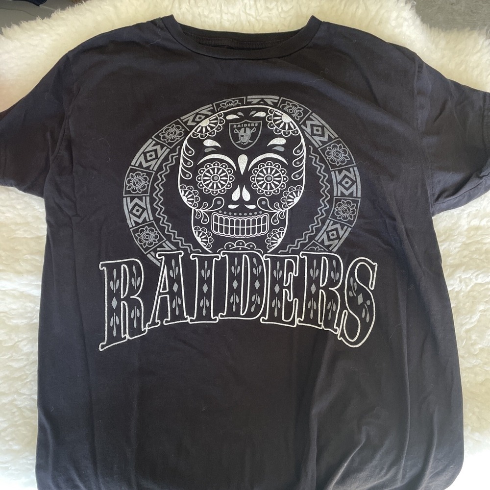 Raiders‎ Football t shirt Day Of The Dead Medium Unisex Black With Skull